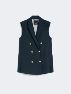 Linen basketweave gilet - MIDNIGHTBLUE