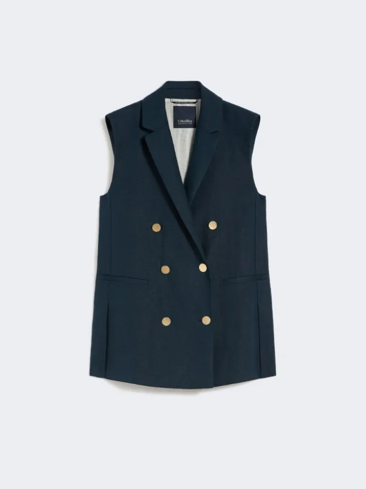 Linen basketweave gilet - MIDNIGHTBLUE