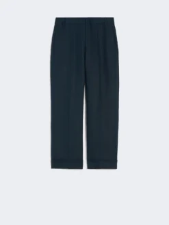 Linen basketweave straight trousers - MIDNIGHTBLUE