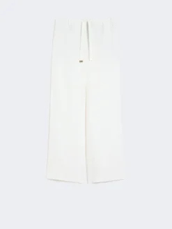 Linen basketweave trousers - WHITE