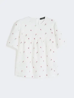 Linen canvas and stretch jersey top - WHITE