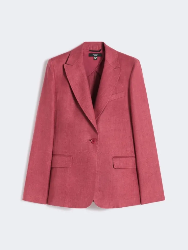 Linen canvas blazer - CHERRY
