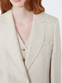 Linen canvas blazer - ECRU