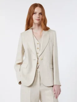 Linen canvas blazer - ECRU