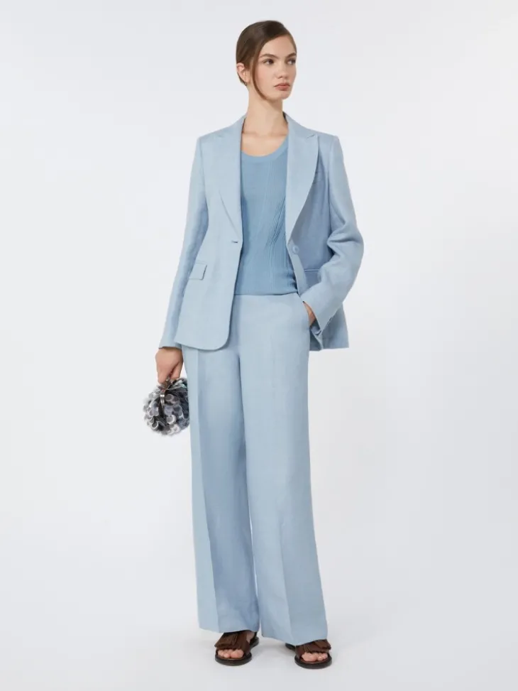 Linen canvas blazer - LIGHT BLUE