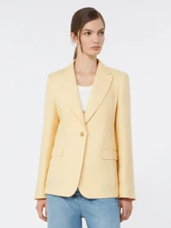 Linen canvas blazer - LIGHT YELLOW
