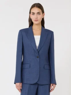 Linen canvas blazer - NAVY