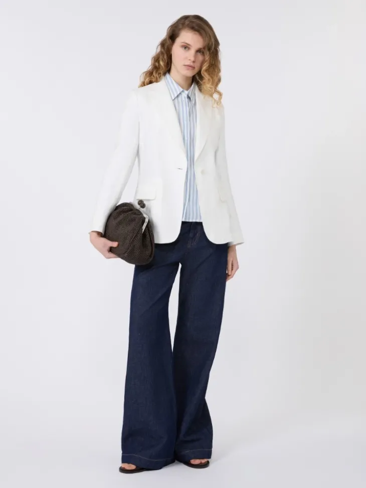 Linen canvas blazer - WHITE