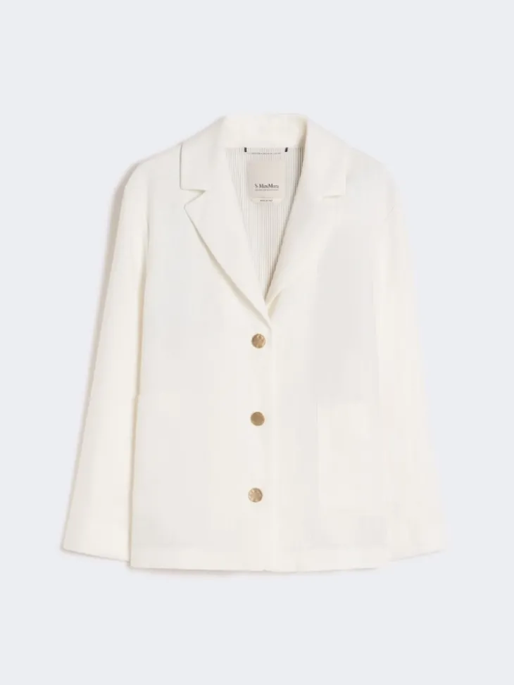 Linen canvas boxy jacket - WHITE