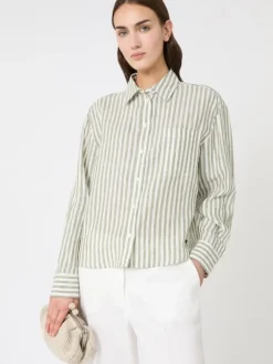 Linen canvas boxy shirt - KAKI