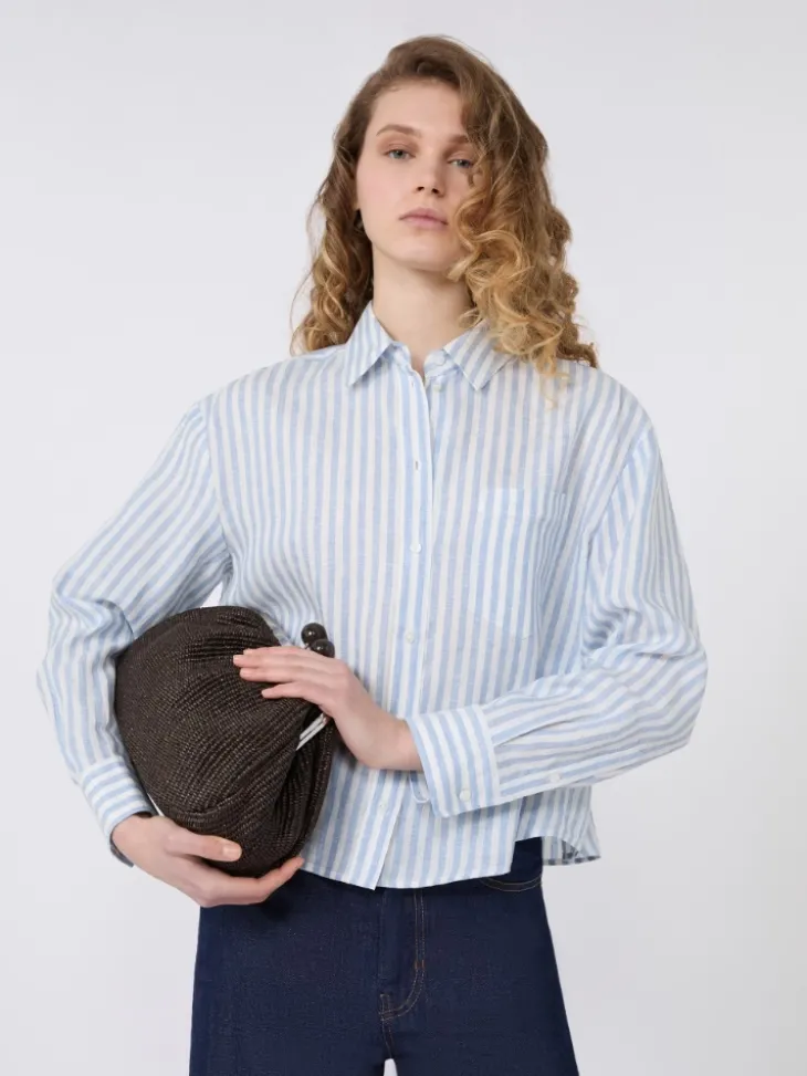 Linen canvas boxy shirt - LIGHT BLUE