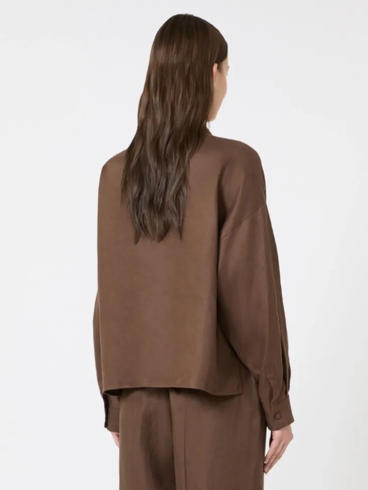 Linen canvas jacket - CHOCOLATE