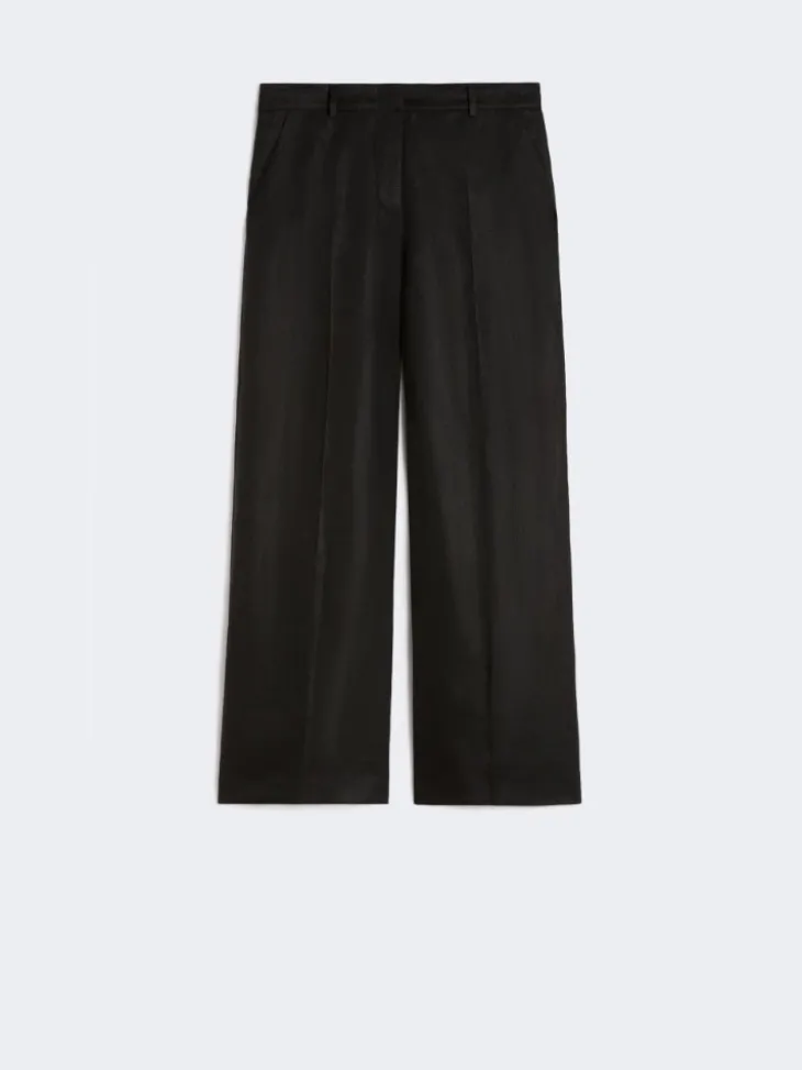 Linen canvas trousers - BLACK