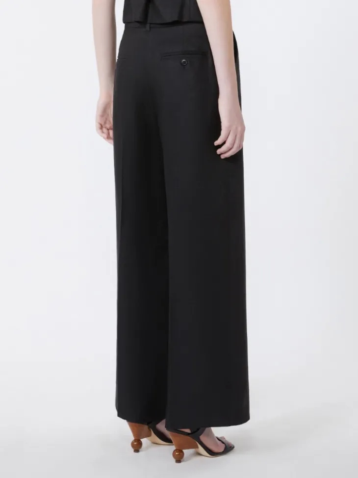 Linen canvas trousers - BLACK