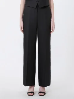 Linen canvas trousers - BLACK