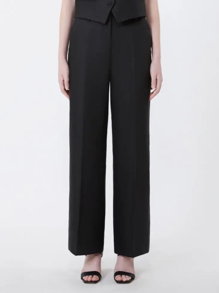 Linen canvas trousers - BLACK