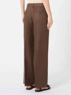 Linen canvas trousers - CHOCOLATE