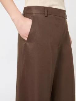 Linen canvas trousers - CHOCOLATE