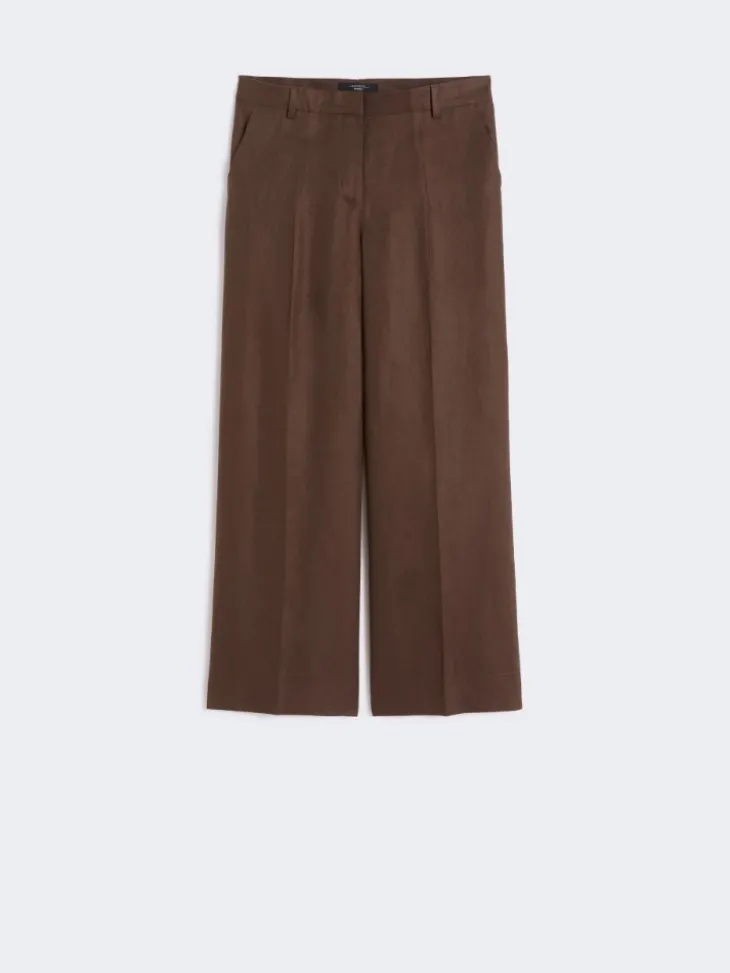 Linen canvas trousers - CHOCOLATE