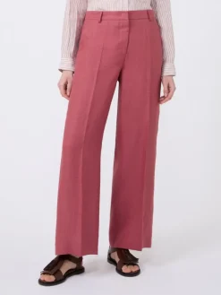 Linen canvas trousers - CHERRY
