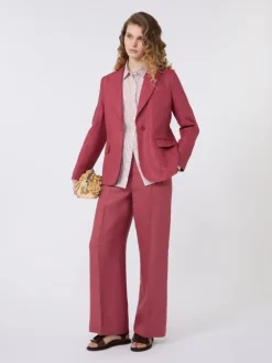 Linen canvas trousers - CHERRY