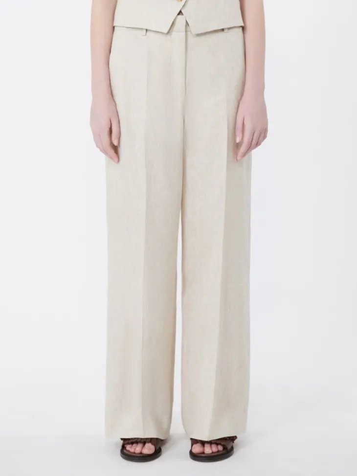 Linen canvas trousers - ECRU