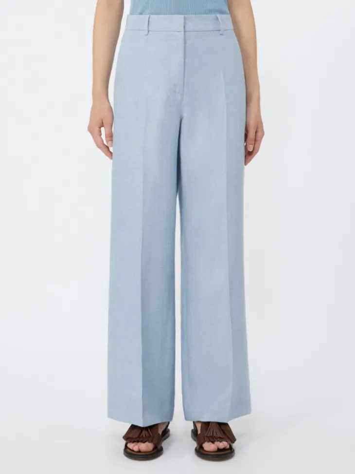 Linen canvas trousers - LIGHT BLUE