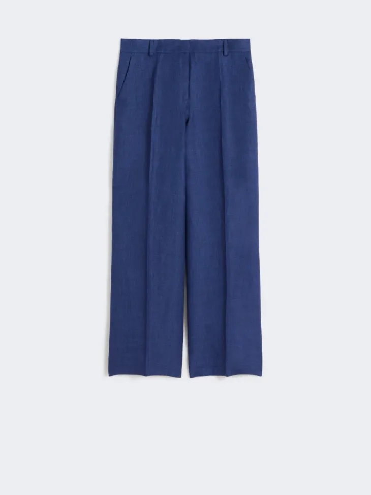 Linen canvas trousers - NAVY