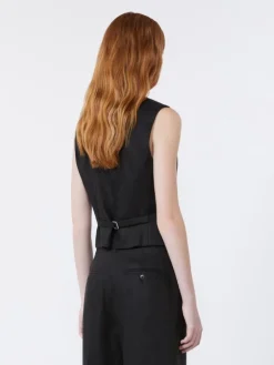Linen canvas waistcoat - BLACK