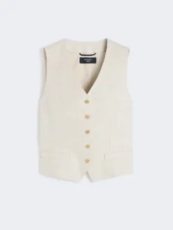 Linen canvas waistcoat - ECRU