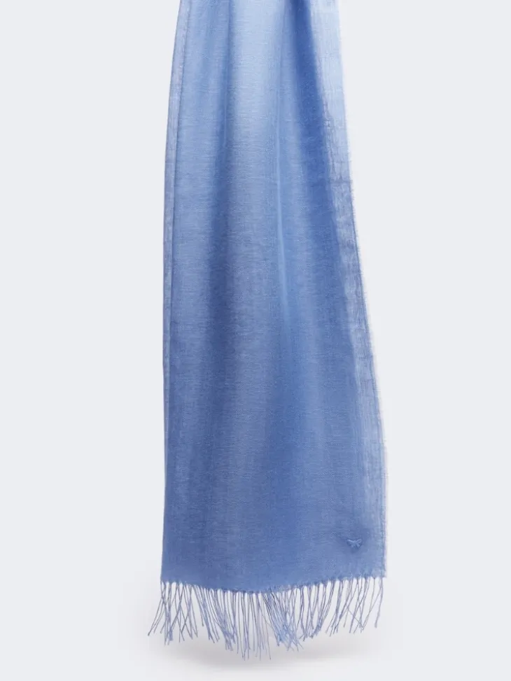 Linen stole with fringes - LIGHT BLUE