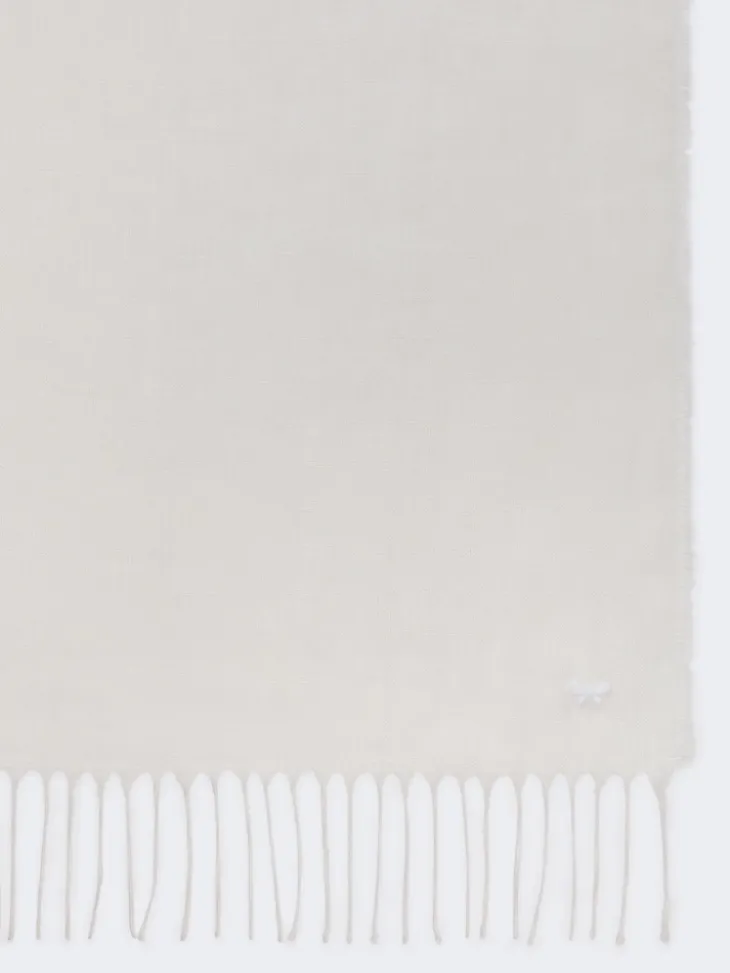 Linen stole with fringes - WHITE