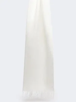 Linen stole with fringes - WHITE