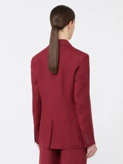 Linen twill blazer - BRICK RED