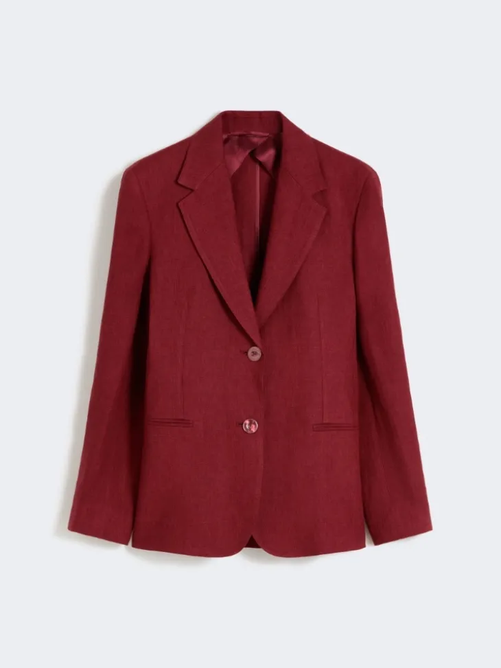 Linen twill blazer - BRICK RED