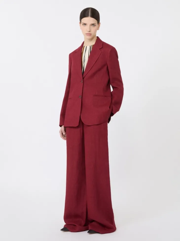 Linen twill blazer - BRICK RED