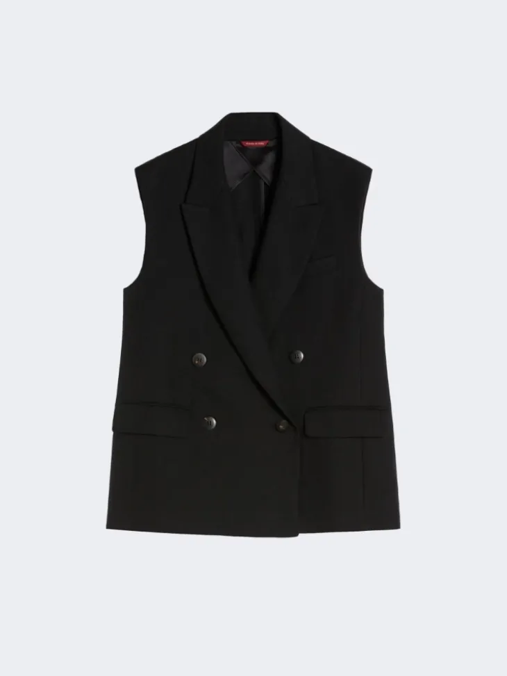 Linen twill gilet - BLACK