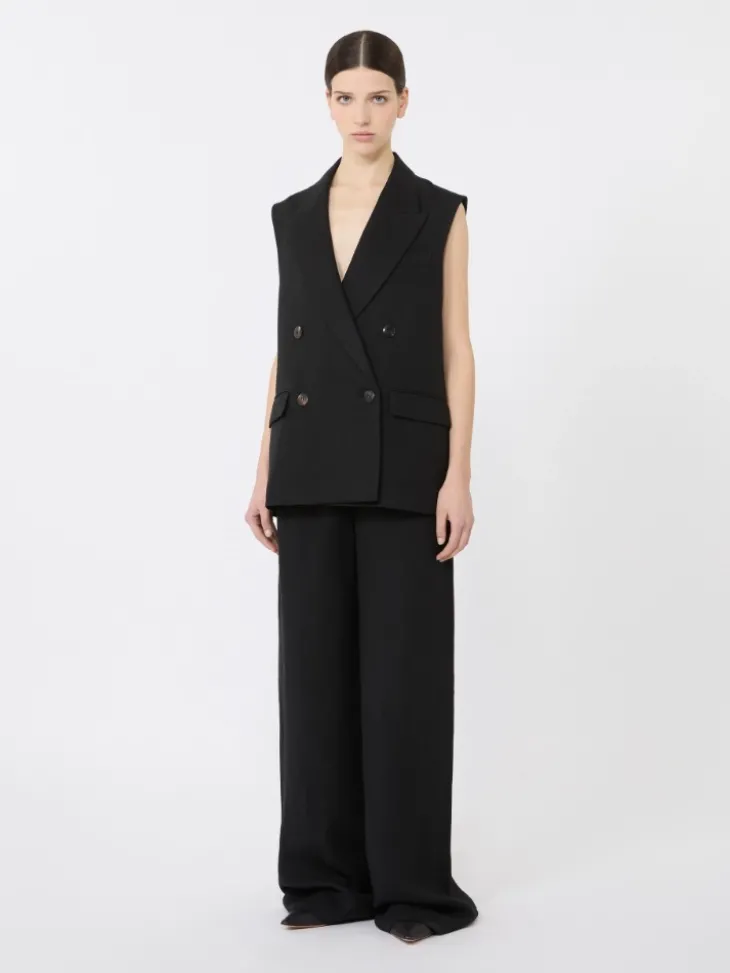 Linen twill gilet - BLACK