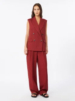 Linen twill gilet - BRICK RED