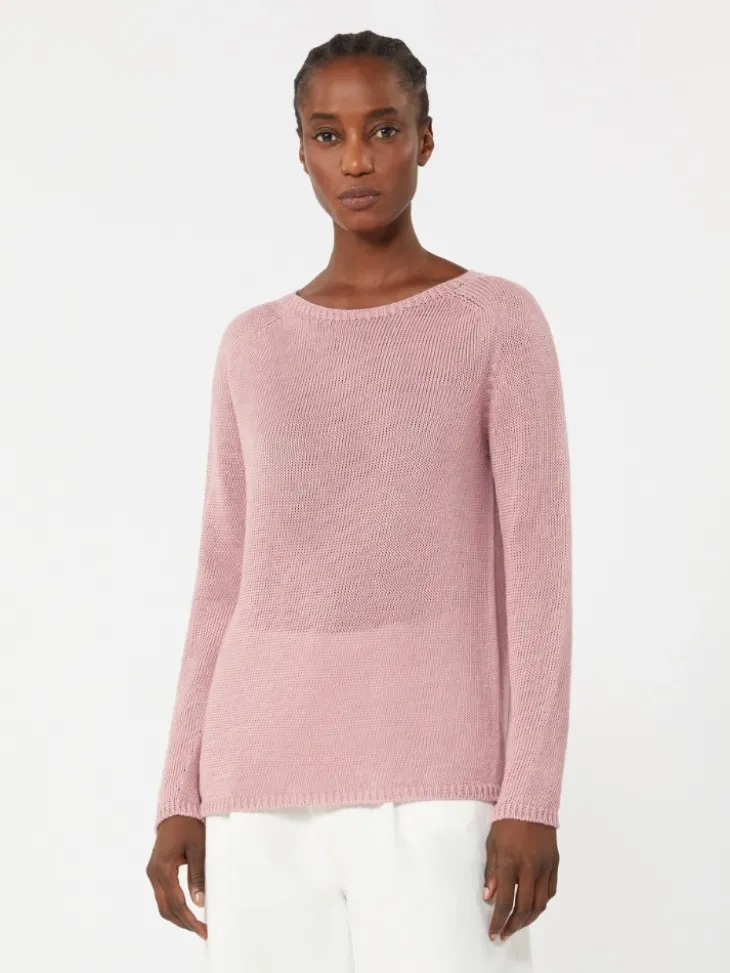 Linen yarn basic sweater - ANTIQUE ROSE