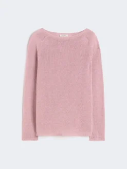 Linen yarn basic sweater - ANTIQUE ROSE