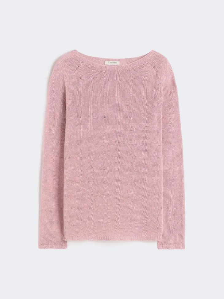 Linen yarn basic sweater - ANTIQUE ROSE
