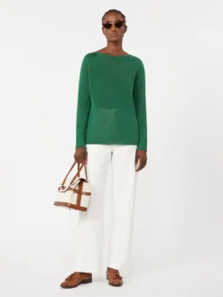 Linen yarn basic sweater - GREEN