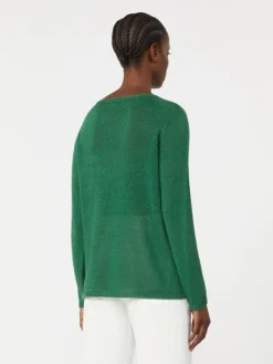 Linen yarn basic sweater - GREEN