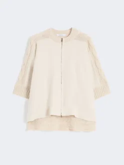 Linen yarn cardigan - BEIGE