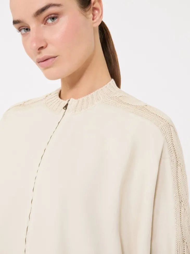 Linen yarn cardigan - BEIGE