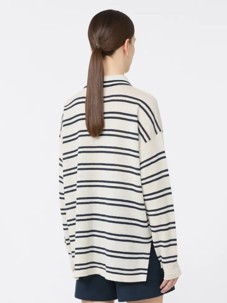 Linen yarn cardigan - WHITE
