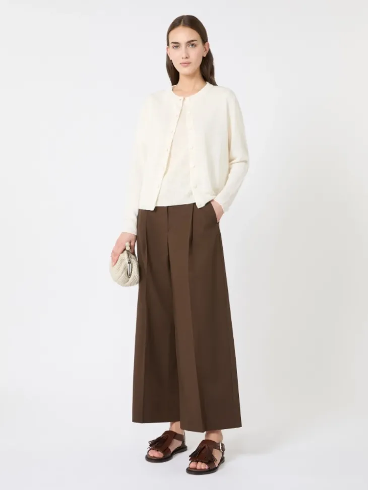 Linen yarn classic cardigan - ECRU