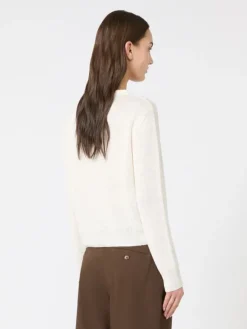 Linen yarn classic cardigan - ECRU