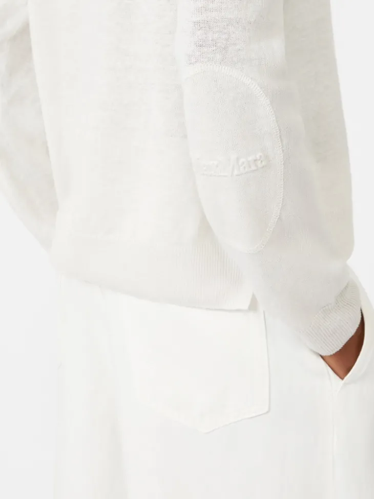Linen yarn crew-neck sweater - MILK